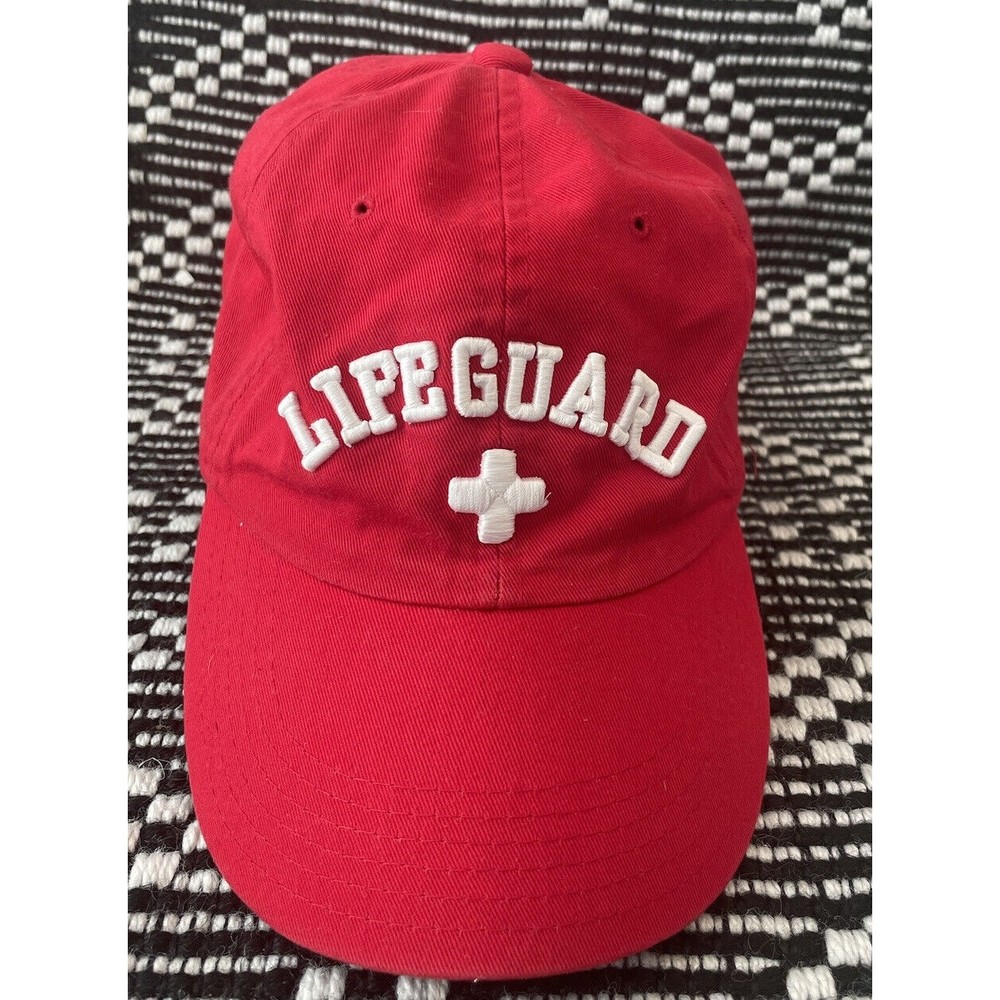 steve and barry’s lifeguard hat red fitted XL Embroidered spell out Y2K